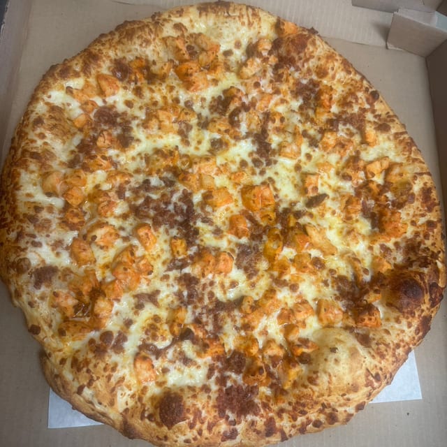 Buffalo Chicken Bacon Pizza.